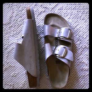 Arizona Silver Birkenstock Sandals Natural Leather